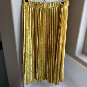 Yellow velvet mid shin skirt